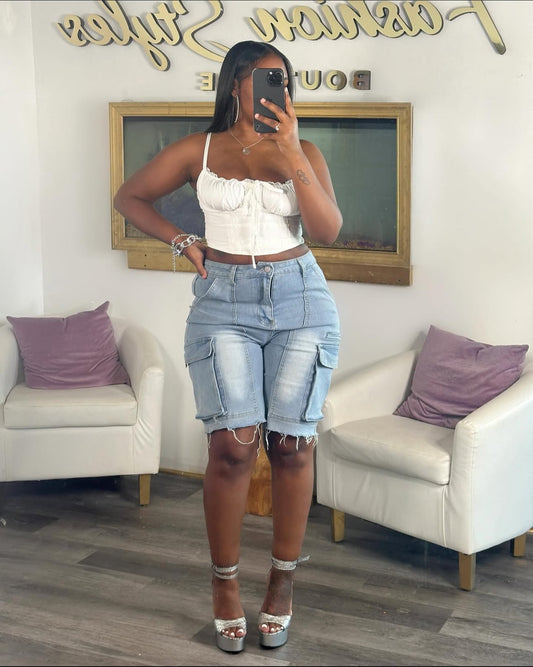 Denim Cargo Shorts